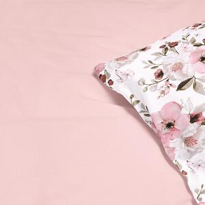 Goldea bavlnené posteľné obliečky duo - kvety sakury s púdrovo ružovou 140 x 200 a 70 x 90 cm