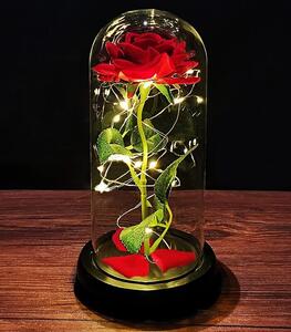 Večná ruža v skle EIRA s LED osvetlením
