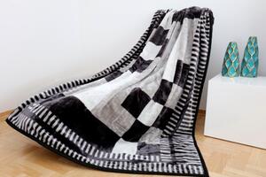 Sivá teplá deka s kockovaným vzorom Šírka: 160 cm | Dĺžka: 210 cm