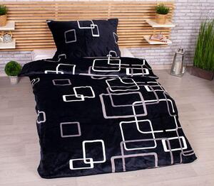 Kvalitex Plyšové obliečky čtvorce čierne Polyester, 140/200, 70/90 cm
