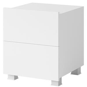 Moderný nočný stolík CALABRINI - biela/biely lesk