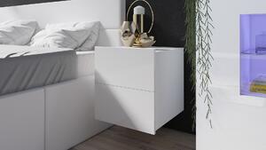 Moderný nočný stolík CALABRINI - biela/biely lesk