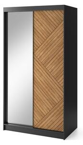 Posuvná šatníková skriňa MARRPHY II so zrkadlom, 120x220x60, dub karamel