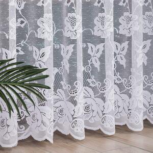 Biela žakarová záclona DIANA s kvetinovým vzorom