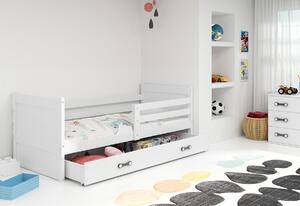 Detská posteľ RICO P1 COLOR + ÚP + matrace + rošt ZDARMA, 90x200 cm, bialy, biela