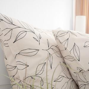 Goldea bavlnené posteľné obliečky - listy na prírodnom 140 x 220 a 70 x 90 cm