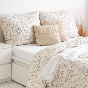 Goldea bavlnené posteľné obliečky - listy na prírodnom 200 x 200 a 2ks 70 x 90 cm (šev v strede)