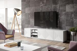 TV stolík Asha 200 cm s otvorenou policou - biely mat