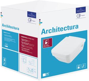 Villeroy & Boch Architectura súprava combi-pack s doskou závesná bez splachovacieho kruhu biela 5685HR01