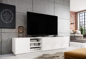 TV stolík Asha 200 cm s otvorenou policou - biely mat