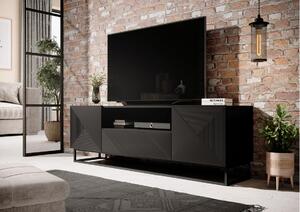TV skrinka Asha 167 cm s kovovými nohami - čierny mat
