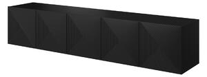Závesná TV skrinka Asha 200 cm - čierny mat