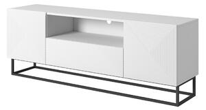 TV stolík Asha 167 cm na kovovom podstavci - biely mat