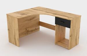 Rohový stôl Corner - dub wotan / čierny ónyx