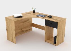 Rohový stôl Corner - dub wotan / čierny ónyx