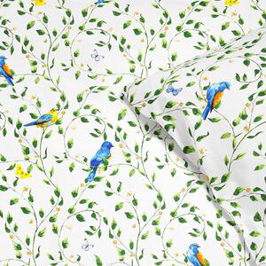 Goldea bavlnené posteľné obliečky - farebné vtáčiky v záhrade 140 x 220 a 70 x 90 cm