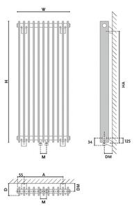 Gorgiel Dizajnový radiátor IBERIS V AIB V, 1000 x 200, 327W, 10115142405101