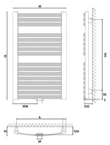 Gorgiel Dizajnový radiátor kúpeľňový NADIRW AD-W, 700 x 550, 350W, 10111365102101