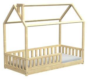 Domčeková posteľ Alfie PLUS 1 so snímateľnou zábranou - 80 x 160 - prírodná borovica