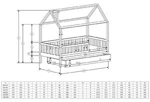 Domčeková posteľ Alfie PLUS 5 s prístelkou a snímateľnou zábranou - 120 x 200 cm