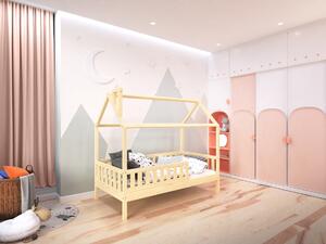 Detská posteľ Alfie PLUS 2 s odnímateľnou zábranou - 80 x 160 - prírodná borovica