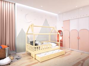Domčeková posteľ Alfie PLUS 5 s prístelkou a snímateľnou zábranou - 120 x 200 cm