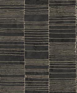 Luxusná čierna geometrická vliesová tapeta, 57408 Aurum II Limonta