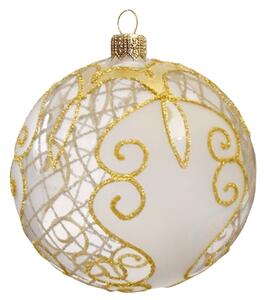 Vianočná banka priehľadná, zlatý dekor