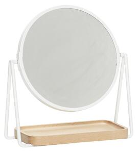Stolné zrkadlo s drevenou táckou White