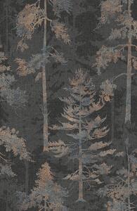Sivo-čierna vliesová tapeta na stenu, les, stromy, 121424, New Eden, Graham&Brown Premium