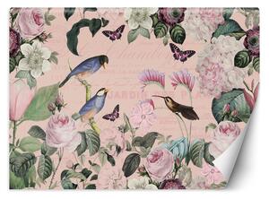 Fototapeta Vtáky v tmavo ružových kvetoch - Andrea Haase Materiál: Vliesová, Rozmery: 200 x 140 cm