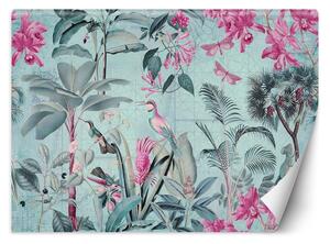 Fototapeta Vtáky medzi modrými a ružovými listami - Andrea Haase Materiál: Vliesová, Rozmery: 200 x 140 cm