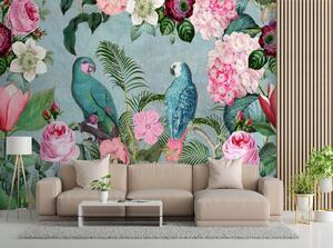 Fototapeta Papagáje v kvetoch - Andrea Haase Materiál: Vliesová, Rozmery: 200 x 140 cm
