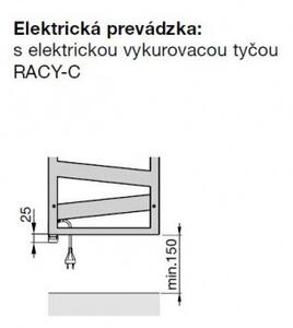 ZEHNDER Kazeane radiátor pre elektrickú prevádzku s tyčou RACY-C 1291 x 500 mm Black Matt RK-130-050/GD-0557