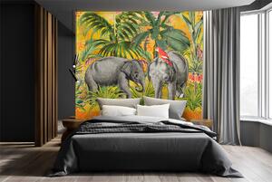 Fototapeta Oranžové abstraktné zvieratá slony - Andrea Haase Materiál: Vliesová, Rozmery: 100 x 100 cm