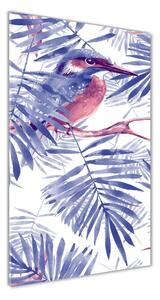 Vertikálny fotoobraz na skle Lístie palmy a vták