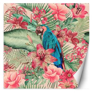 Fototapeta Papagáj medzi ružovými listami - Andrea Haase Materiál: Vliesová, Rozmery: 100 x 100 cm