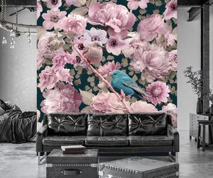 Fototapeta Modrý vták na pozadí ružových ruží - Andrea Haase Materiál: Vliesová, Rozmery: 100 x 100 cm
