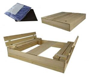 DIP-MAR drevené pieskovisko s lavičkou prírodné borovica 140x140 cm
