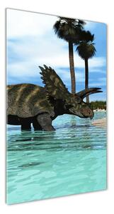 Vertikálny foto obraz sklenený Dinozaury na pláži