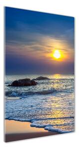 Vertikálny fotoobraz na skle Západ slnka pláž