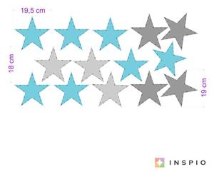INSPIO-textilná prelepiteľná nálepka - Nálepky na stenu - Modré hviezdy