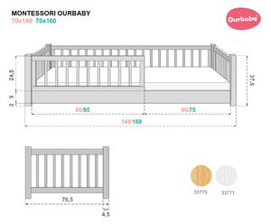Ourbaby® 33771-0 Montessori 160x70 cm biela