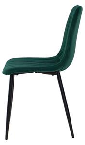 Dekorstudio Zamatová jedálenská stolička BELT tmavo zelená - čierne nohy