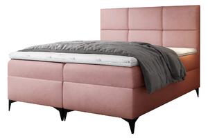 GR Boxspring posteľ FAVA s vrchným matracom - ružová Velvet Rozmer: 140x200