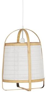 IB Laursen Závesná bambusová lampa s bielymi látkovými stranami