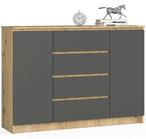 Komoda K140 2D 4SZ CLP dub artisan / sivá