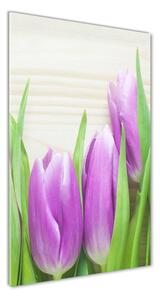 Vertikálny foto obraz fotografie na skle Fialové tulipány