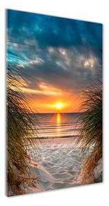 Vertikálny foto obraz fotografie na skle Západ slnka mora