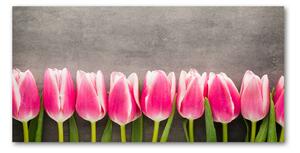 Foto obraz sklo tvrzené ružové tulipány osh-102142486